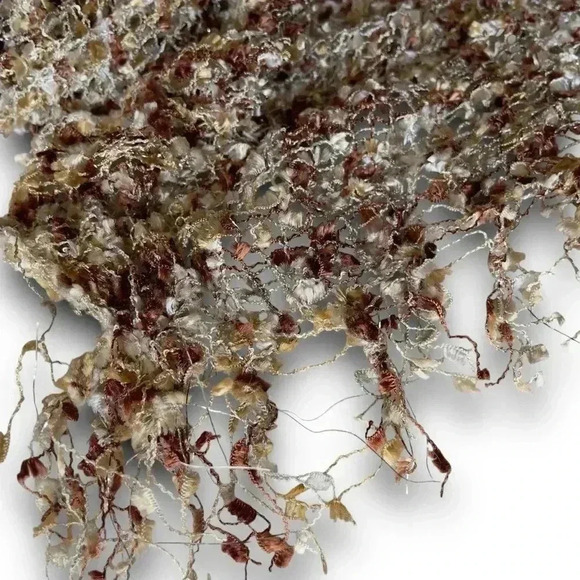 Collectioneighteen Gold Chunky Knit Scarf Fringe Accent Crochet Woven Shimmer‎ - Picture 4 of 4